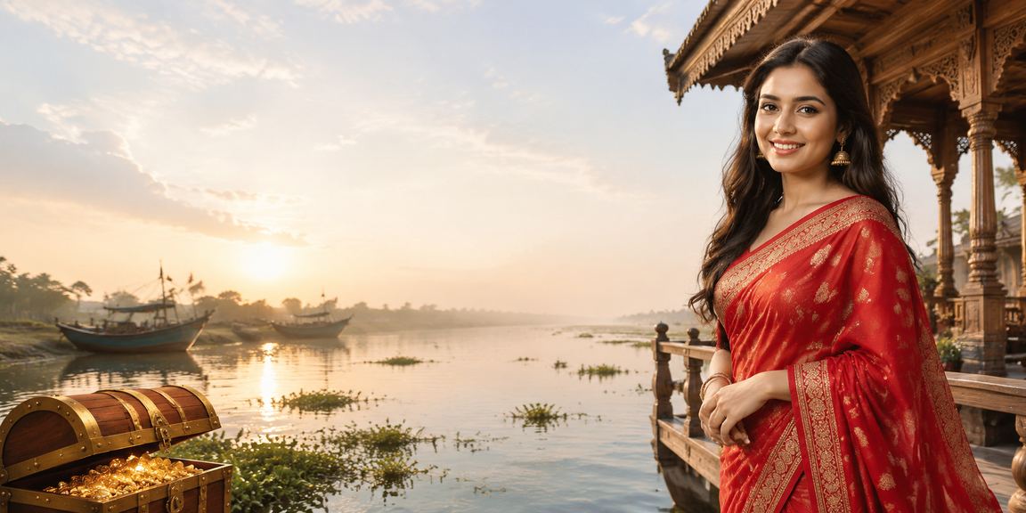 A saree-clad woman in Cox's Bazar playing Teen Patti at a High Roller table